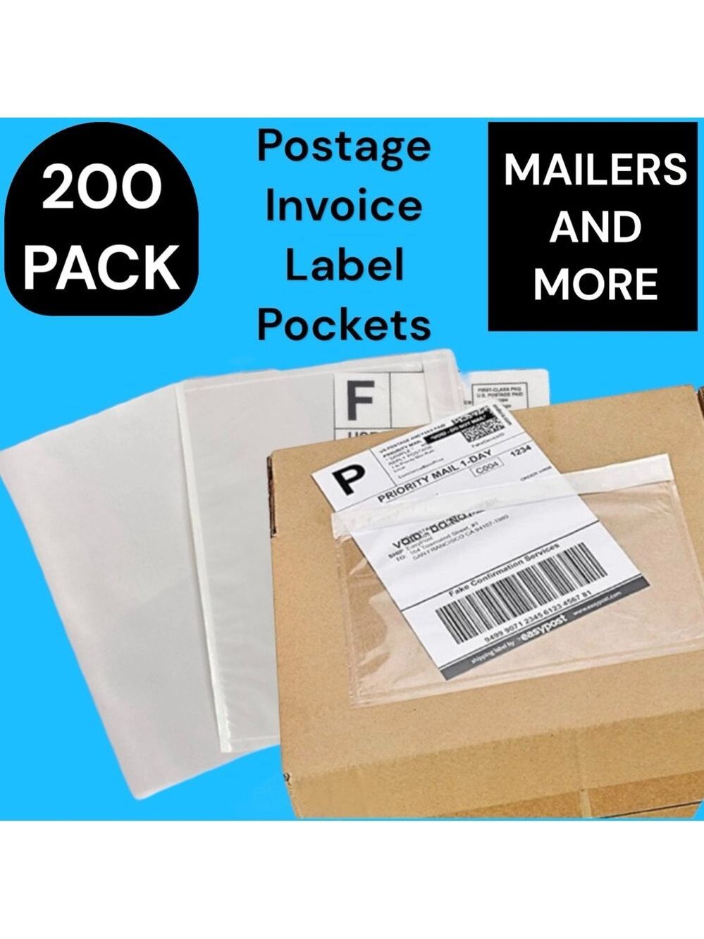 200 (7.5 X 5.5) Clear Postage Invoice Label Pockets PRICE FIRM - Picture 3 of 9